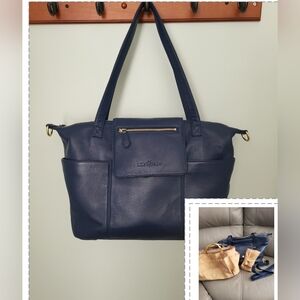 Lily‎ Jade Blue Madeline Leather Baby Diaper Bag Carry All With Accessories Zip